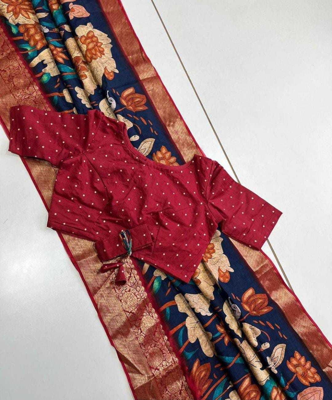 YNF DOLA SILK RIN149 MKD156 SILK SAREES WHOLESALE DOLA SILK ZARI BORDER SILK PRINTED SILK KALAMKARI SILK SAREES MANUFACTURER- Kapda Export