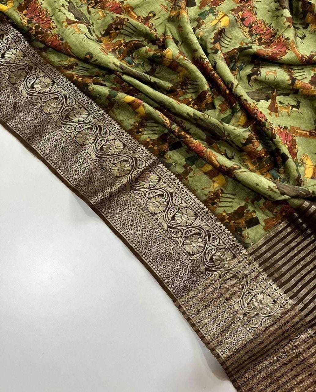 YNF DOLA SILK RIN149 MKD162 SILK SAREES WHOLESALE DOLA SILK ZARI BORDER SILK KALAMKARI SILK SAREES MANUFACTURER- Kapda Export