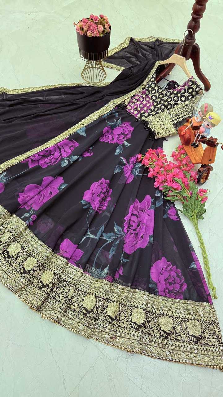 YNF FAUX GEORGETTE KESH158 10106 GOWNS WHOLESALE PURPLE GEORGETTE ANARKALI PRINTED GOWNS MANUFACTURER- Kapda Export