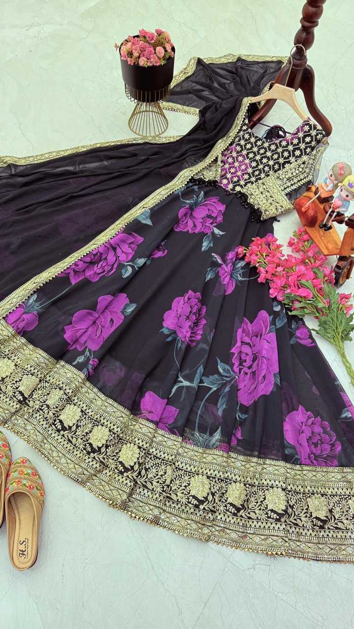 YNF FAUX GEORGETTE KESH158 10106 GOWNS WHOLESALE PURPLE GEORGETTE ANARKALI PRINTED GOWNS MANUFACTURER- Kapda Export