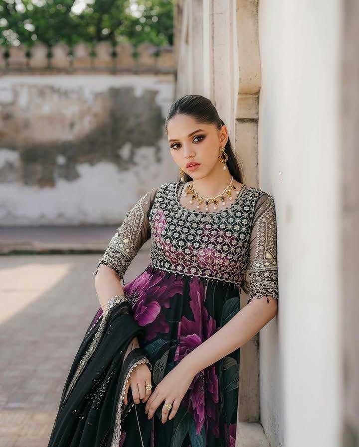 YNF FAUX GEORGETTE KESH158 10106 GOWNS WHOLESALE PURPLE GEORGETTE ANARKALI PRINTED GOWNS MANUFACTURER- Kapda Export