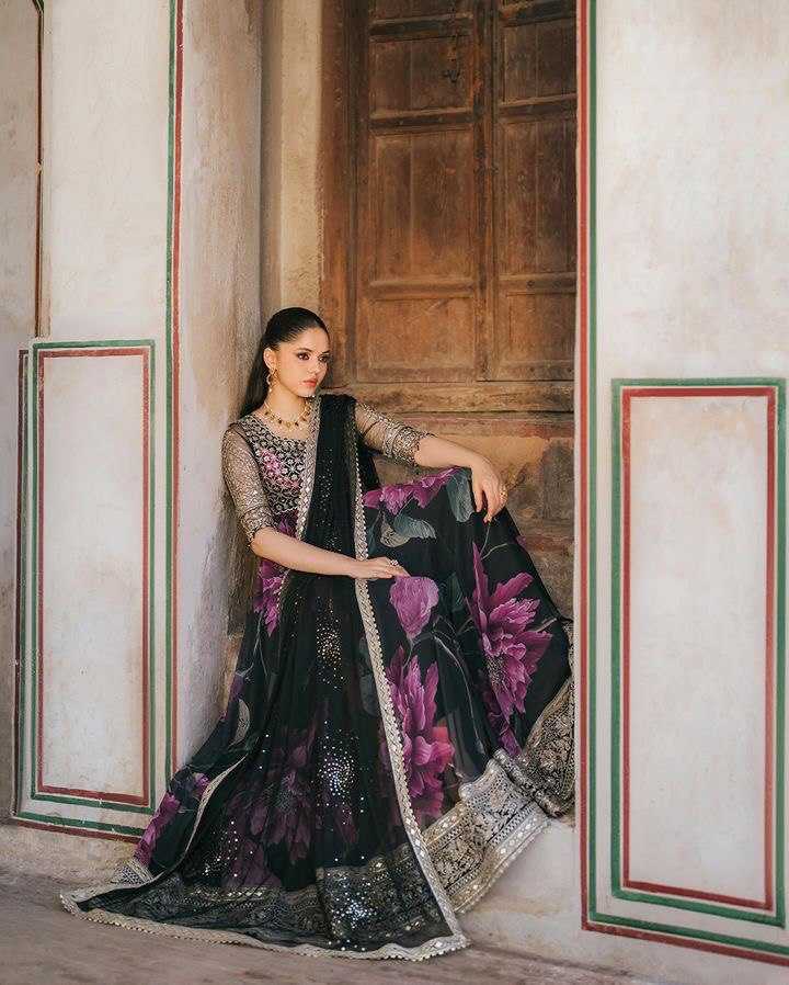 YNF FAUX GEORGETTE KESH158 10106 GOWNS WHOLESALE PURPLE GEORGETTE ANARKALI PRINTED GOWNS MANUFACTURER- Kapda Export