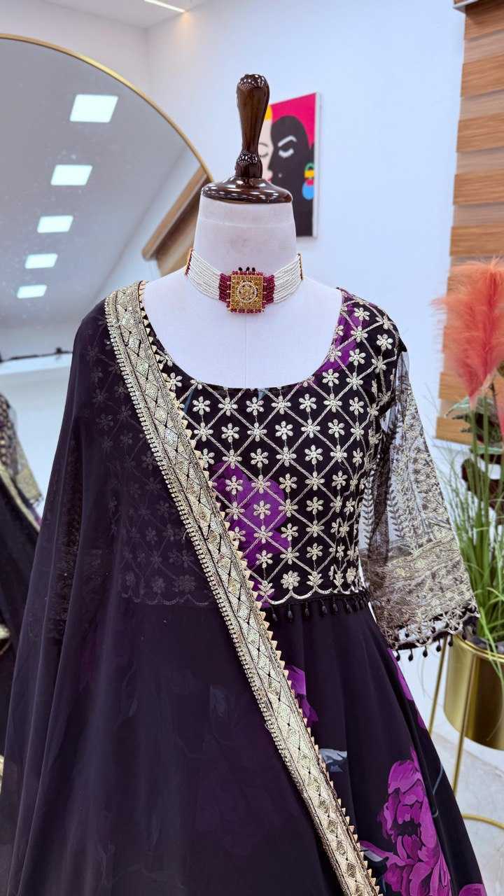 YNF FAUX GEORGETTE KESH158 10106 GOWNS WHOLESALE PURPLE GEORGETTE ANARKALI PRINTED GOWNS MANUFACTURER- Kapda Export