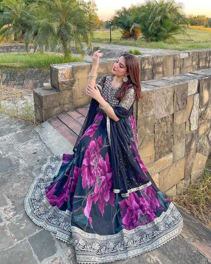 YNF FAUX GEORGETTE KESH158 10106 GOWNS WHOLESALE PURPLE GEORGETTE ANARKALI PRINTED GOWNS MANUFACTURER- Kapda Export