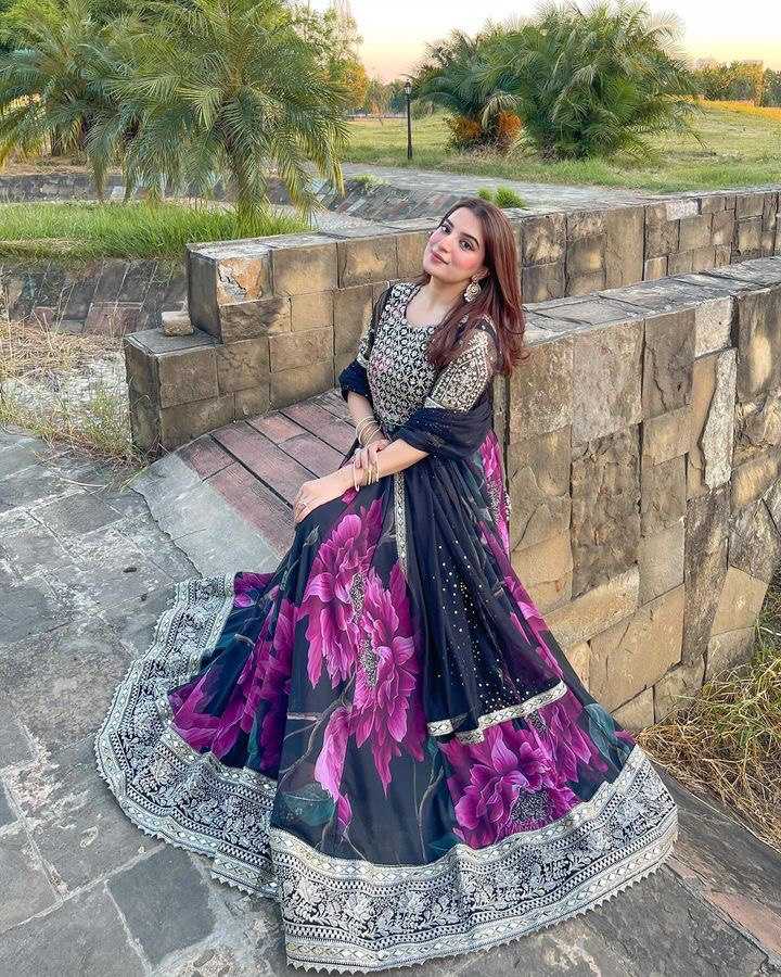 YNF FAUX GEORGETTE KESH158 10106 GOWNS WHOLESALE PURPLE GEORGETTE ANARKALI PRINTED GOWNS MANUFACTURER- Kapda Export