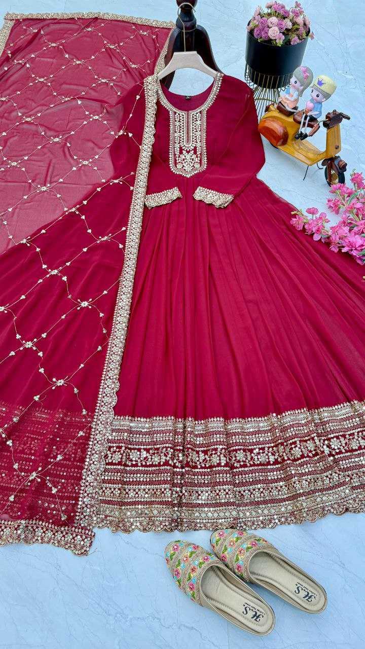 YNF FAUX GEORGETTE KESH158 5044 GOWNS WHOLESALE GEORGETTE EMBROIDERY RED WEDDING LONG GOWNS MANUFACTURE- Kapda Export