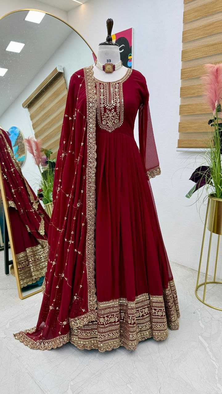 YNF FAUX GEORGETTE KESH158 5044 GOWNS WHOLESALE GEORGETTE EMBROIDERY RED WEDDING LONG GOWNS MANUFACTURE- Kapda Export