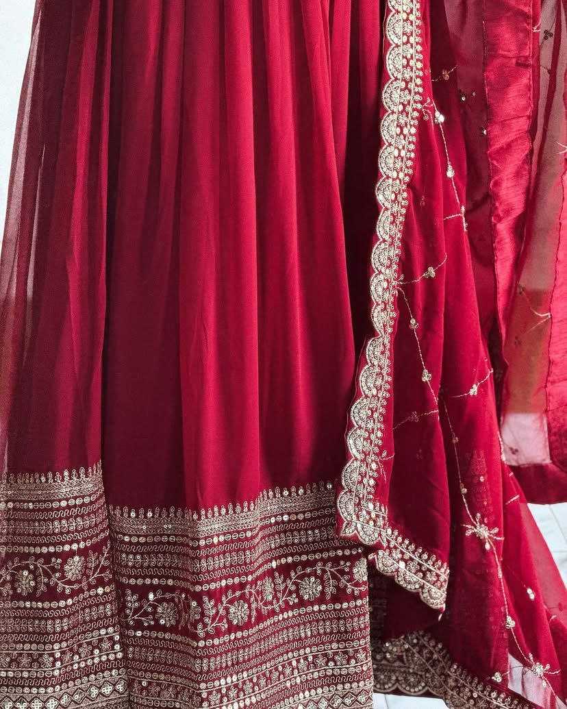 YNF FAUX GEORGETTE KESH158 5044 GOWNS WHOLESALE GEORGETTE EMBROIDERY RED WEDDING LONG GOWNS MANUFACTURE- Kapda Export