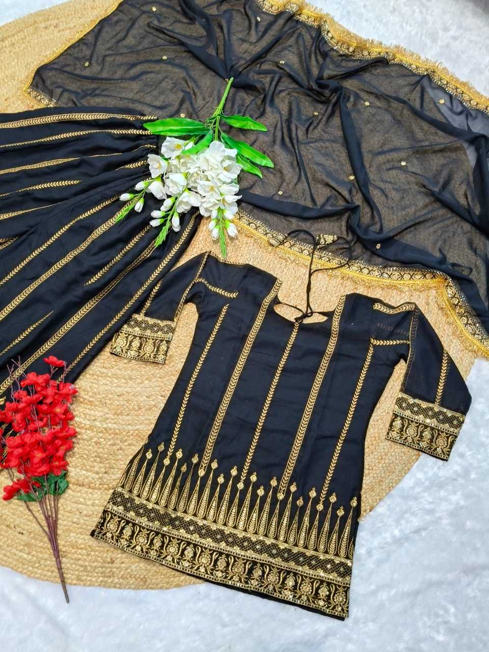 YNF FAUX GEORGETTE KESH164 G81 SUITS & DRESSES WHOLESALE GEORGETTE BLACK SALWAR WEDDING EMBROIDERY SUITS MANUFACTURE- Kapda Export