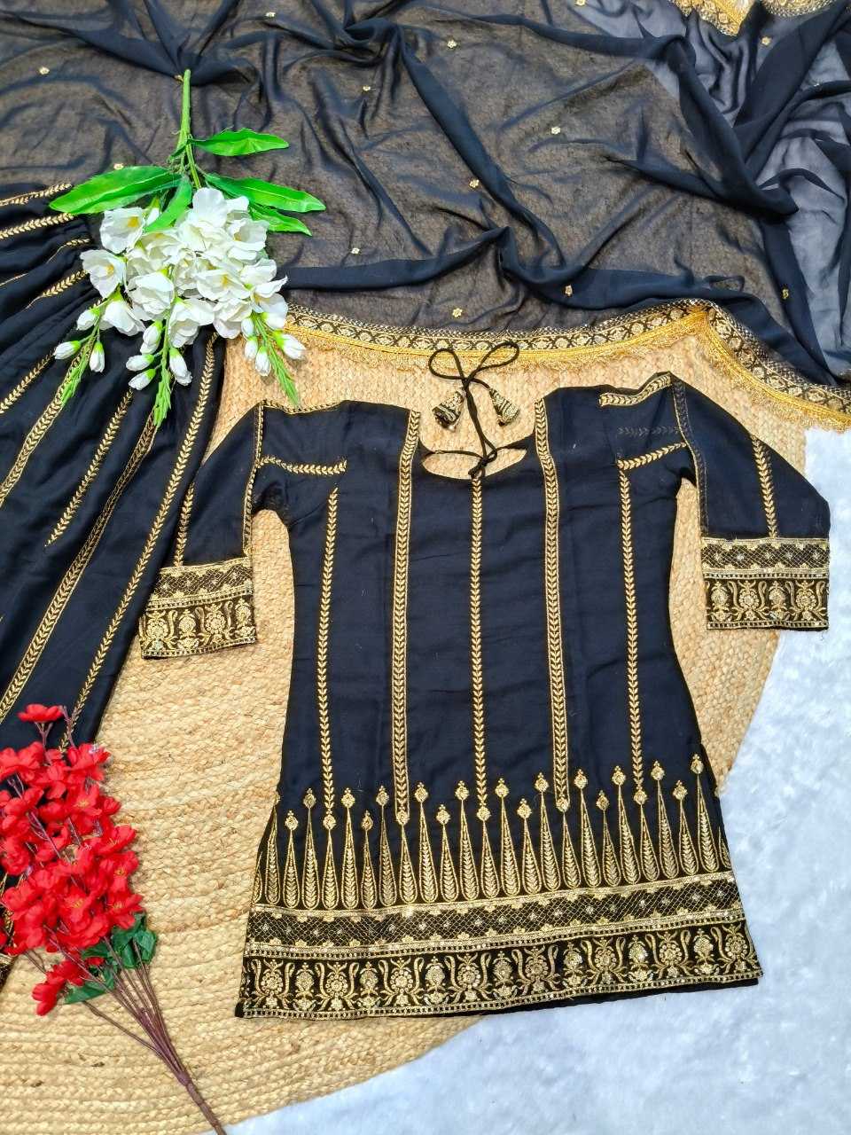 YNF FAUX GEORGETTE KESH164 G81 SUITS & DRESSES WHOLESALE GEORGETTE BLACK SALWAR WEDDING EMBROIDERY SUITS MANUFACTURE- Kapda Export