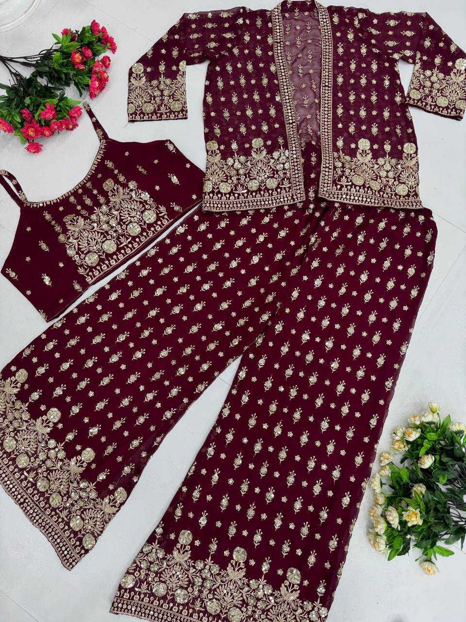 YNF FAUX GEORGETTE KESH239 189 SUITS & DRESSES WHOLESALE EMBROIDERY GEORGETTE PARTY WEAR SUITS MANUFACTURE- Kapda Export