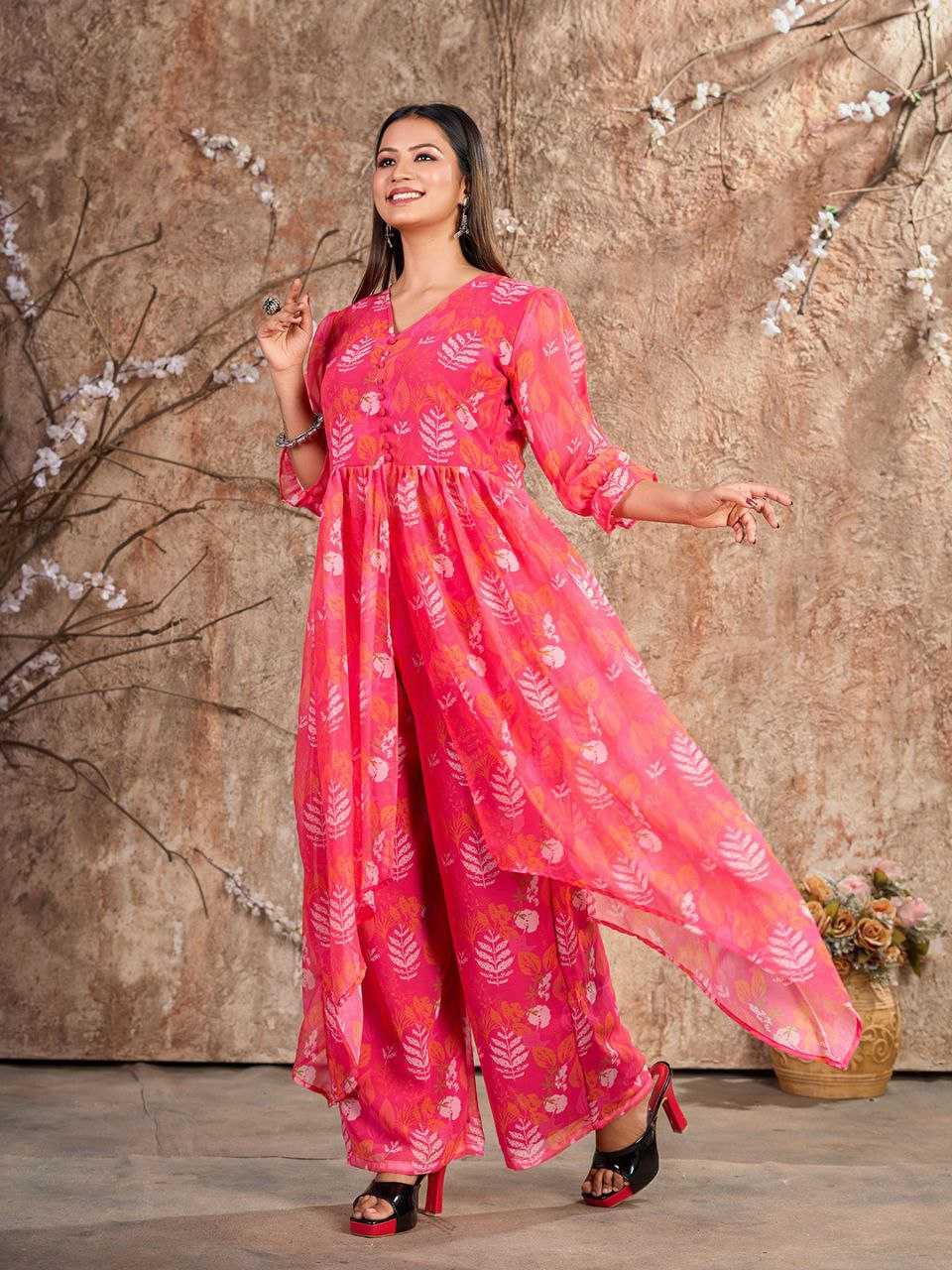 YNF FAUX GEORGETTE KESH243 1024 KURTIS WHOLESALE KURTIS WITH BOTTOM PRINTED FANCY GEORGETTE KURTIS MANUFACTURER- Kapda Export