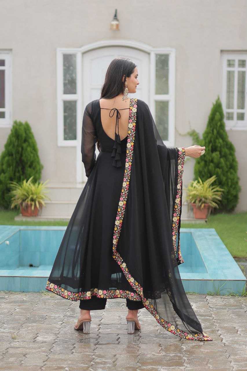 YNF FAUX GEORGETTE KESH246 ANISHKA GOWNS WHOLESALE GEORGETTE EMBROIDERY ANARAKLI BLACK GOWNS MANUFACTURER- Kapda Export