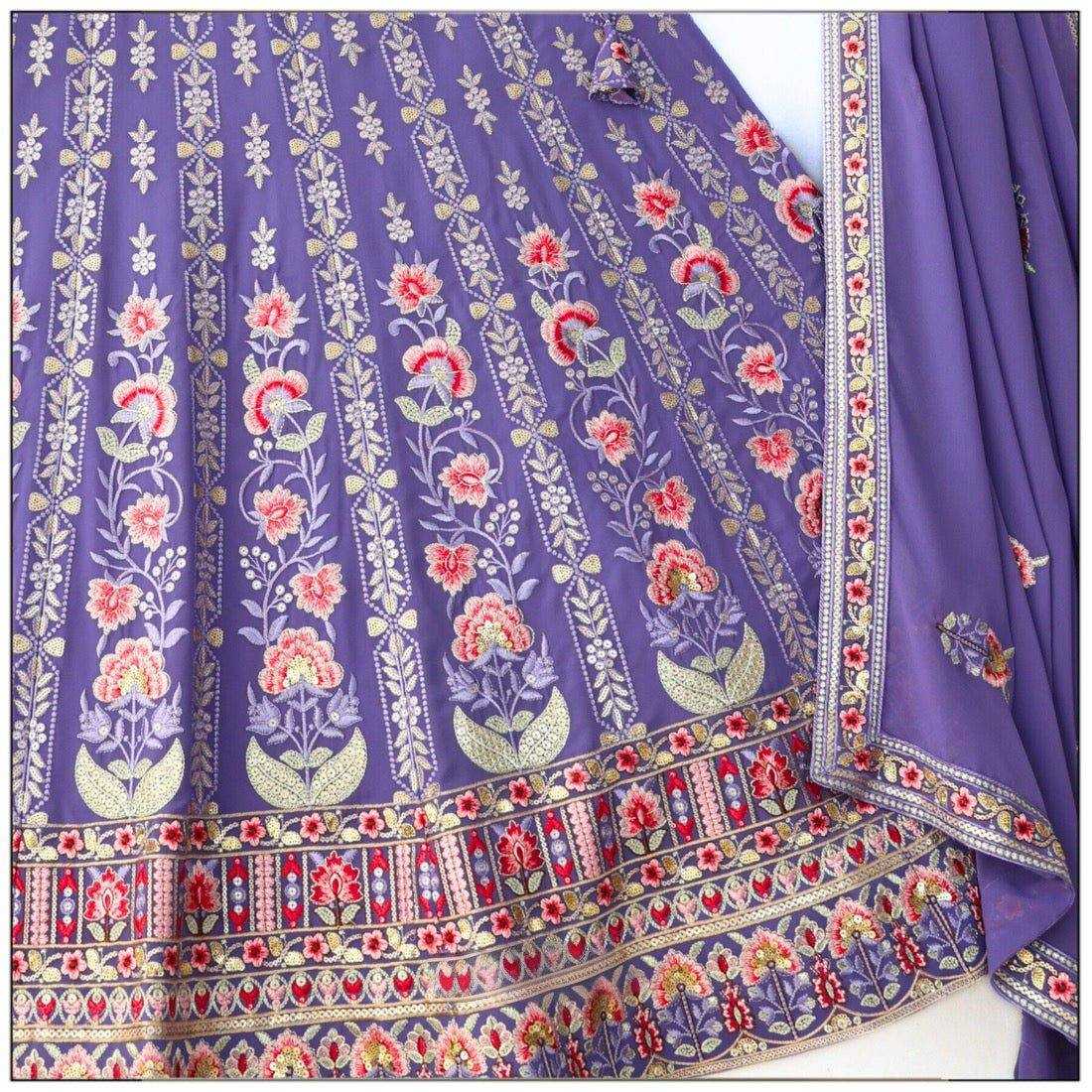 YNF FAUX GEORGETTE RIN131 2247 LEHENGAS WHOLESALE WEDDING EMBROIDERED GEORGETTE PURPLE LEHENGAS MANUFACTURER- Kapda Export