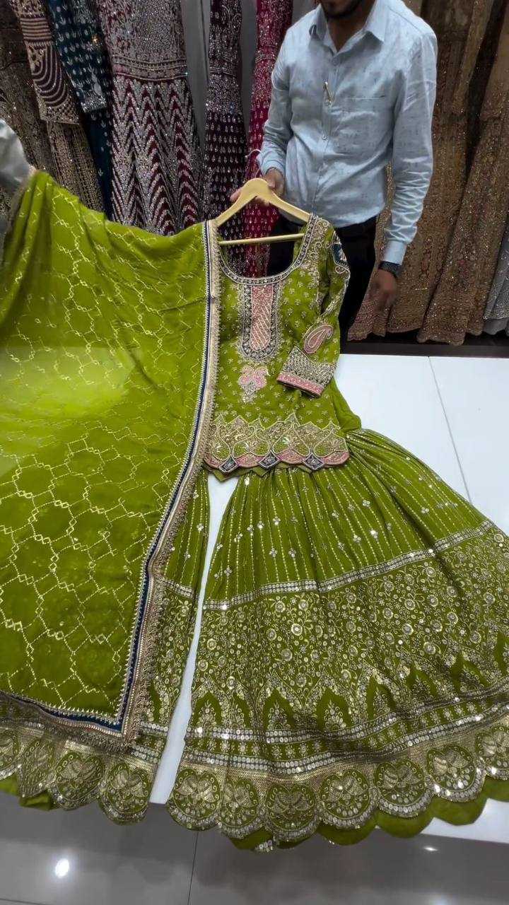 YNF FAUX GEORGETTE RIN169 5776 SUITS & DRESSES WHOLESALE GEORGETTE  SHARARA SALWAR WEDDING GREEN SUITS MANUFACTURE- Kapda Export