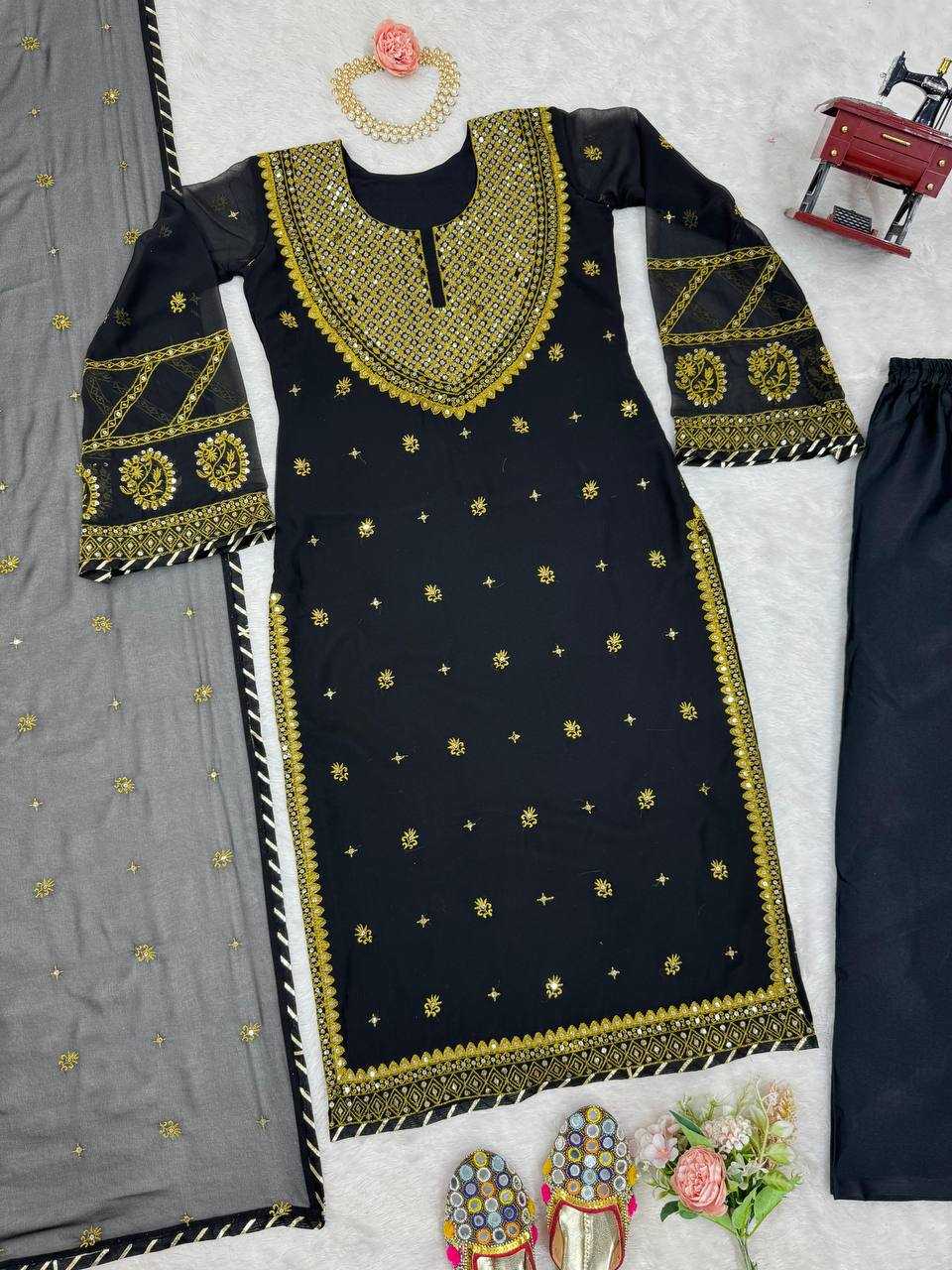 YNF FAUX GEORGETTE RIN169 5786 SUITS & DRESSES WHOLESALE PAKISTANI BLACK SALWAR GEORGETTE EID COLLECTIONS SUITS MANUFACTURE- Kapda Export