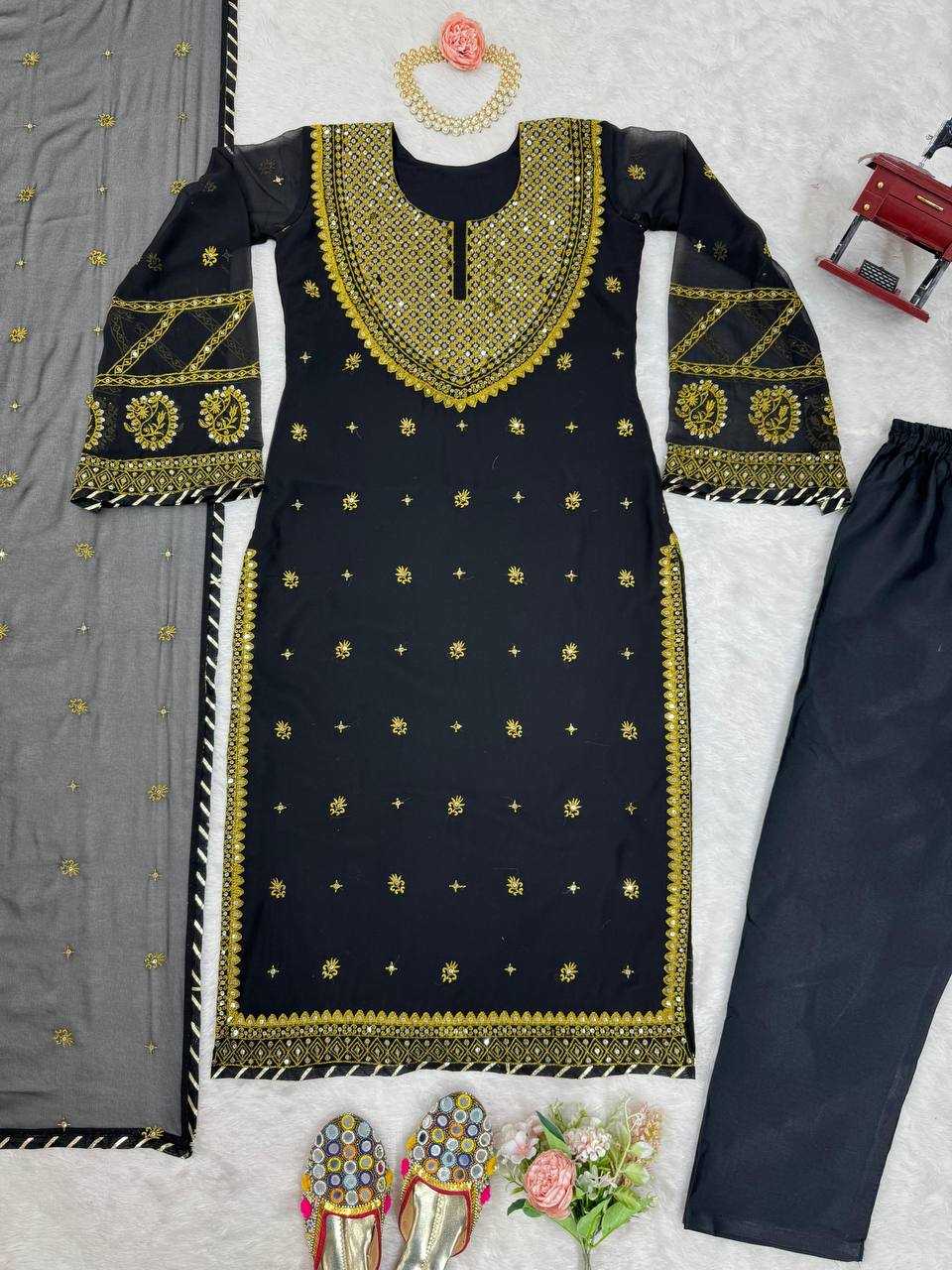 YNF FAUX GEORGETTE RIN169 5786 SUITS & DRESSES WHOLESALE PAKISTANI BLACK SALWAR GEORGETTE EID COLLECTIONS SUITS MANUFACTURE- Kapda Export