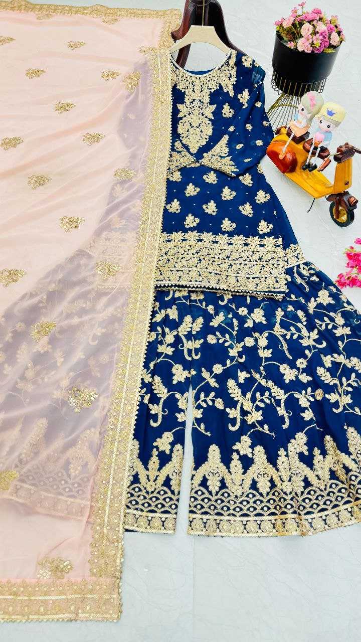 YNF FAUX GEORGETTEKESH158 100905 SUITS & DRESSES WHOLESALE SHARARA SALWAR EMBROIDERED GEORGETTE LADIES PAKISTANI WEDDING SUITS MANUFACTURER- Kapda Export