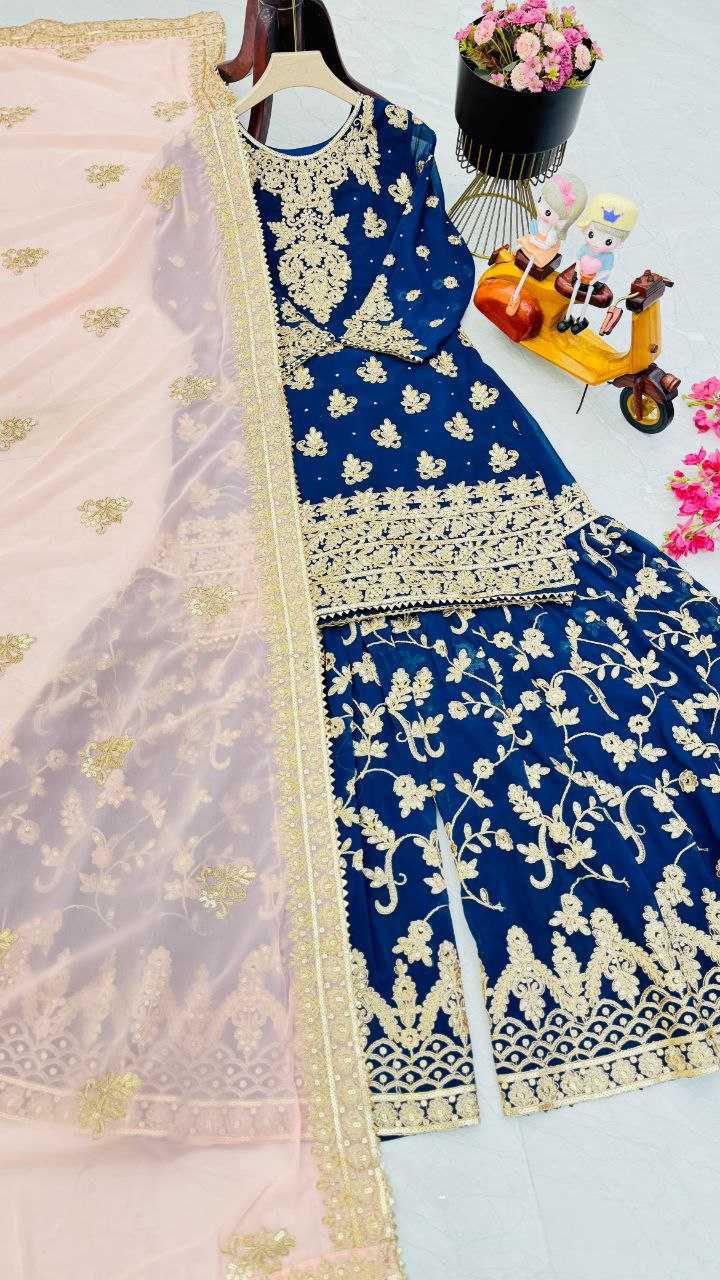 YNF FAUX GEORGETTEKESH158 100905 SUITS & DRESSES WHOLESALE SHARARA SALWAR EMBROIDERED GEORGETTE LADIES PAKISTANI WEDDING SUITS MANUFACTURER- Kapda Export