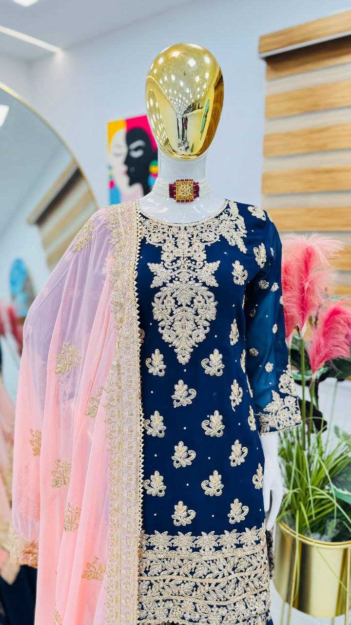 YNF FAUX GEORGETTEKESH158 100905 SUITS & DRESSES WHOLESALE SHARARA SALWAR EMBROIDERED GEORGETTE LADIES PAKISTANI WEDDING SUITS MANUFACTURER- Kapda Export