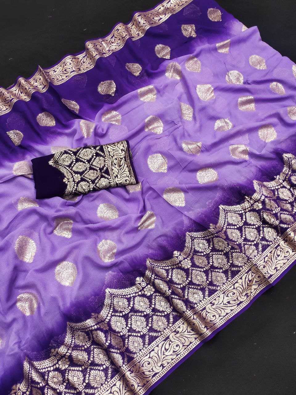 YNF GEORGETTE KESH213 RIN05 SAREES WHOLESALE GEORGETTE PURPLE VISCOSE ZARI SAREES MANUFACTURER- Kapda Export