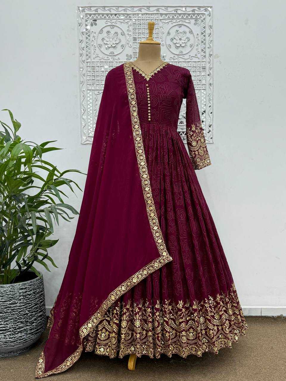 YNF GEORGETTE KESH228 573 GOWNS WHOLESALE EMBROIDEREDY ANARAKLI SEQUNIS WEDDING GEORGETTE GOWNS MANUFACTURER- Kapda Export