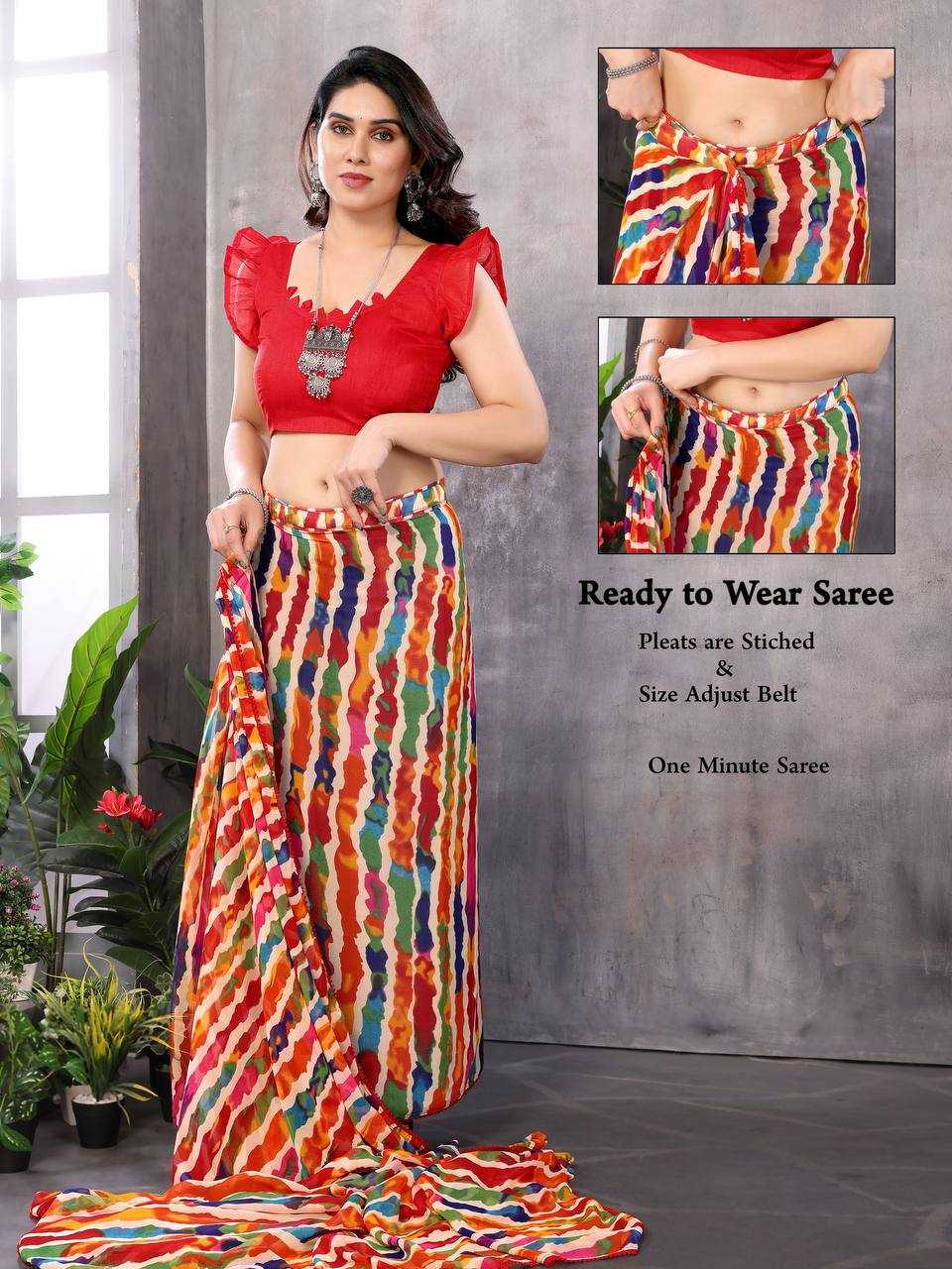 YNF GEORGETTE KESH245 RNF18 SAREES WHOLESALE GEORGETTE PRINTED READY TO WEAR SAREES MANUFACTURER- Kapda Export