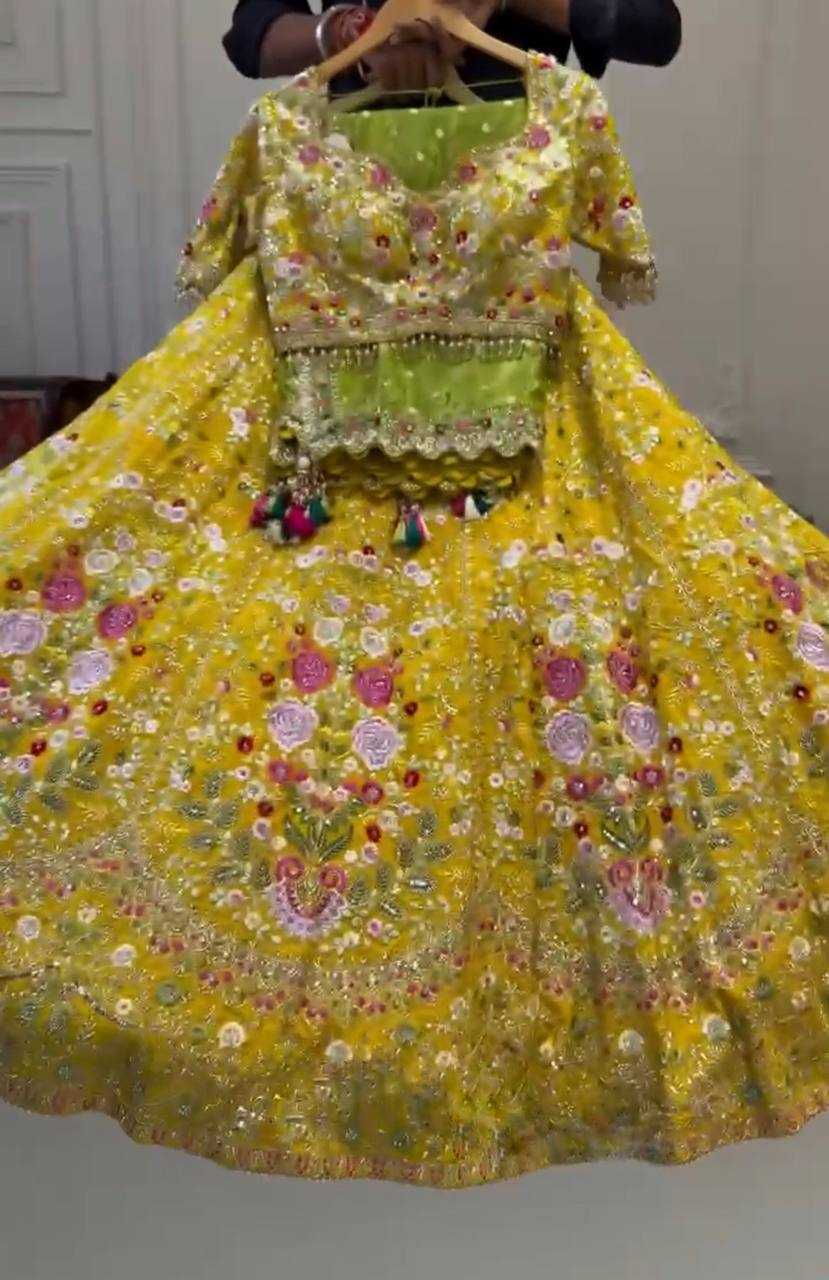 YNF GEORGETTE RIN108 1692 LEHENGAS WHOLESALE WEDDING EMBROIDERED GEORGETTE DESIGNER YELLOW HALDI OUTFITS LEHENGAS MANUFACTURER- Kapda Export