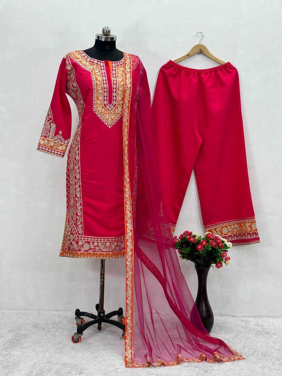 YNF HEAVY ROMAN SILK KESH139 1659 SUITS & DRESSES WHOLESALE LADIES SILK WEDDING PINK SALWAR SUITS MANUFACTURE- Kapda Export