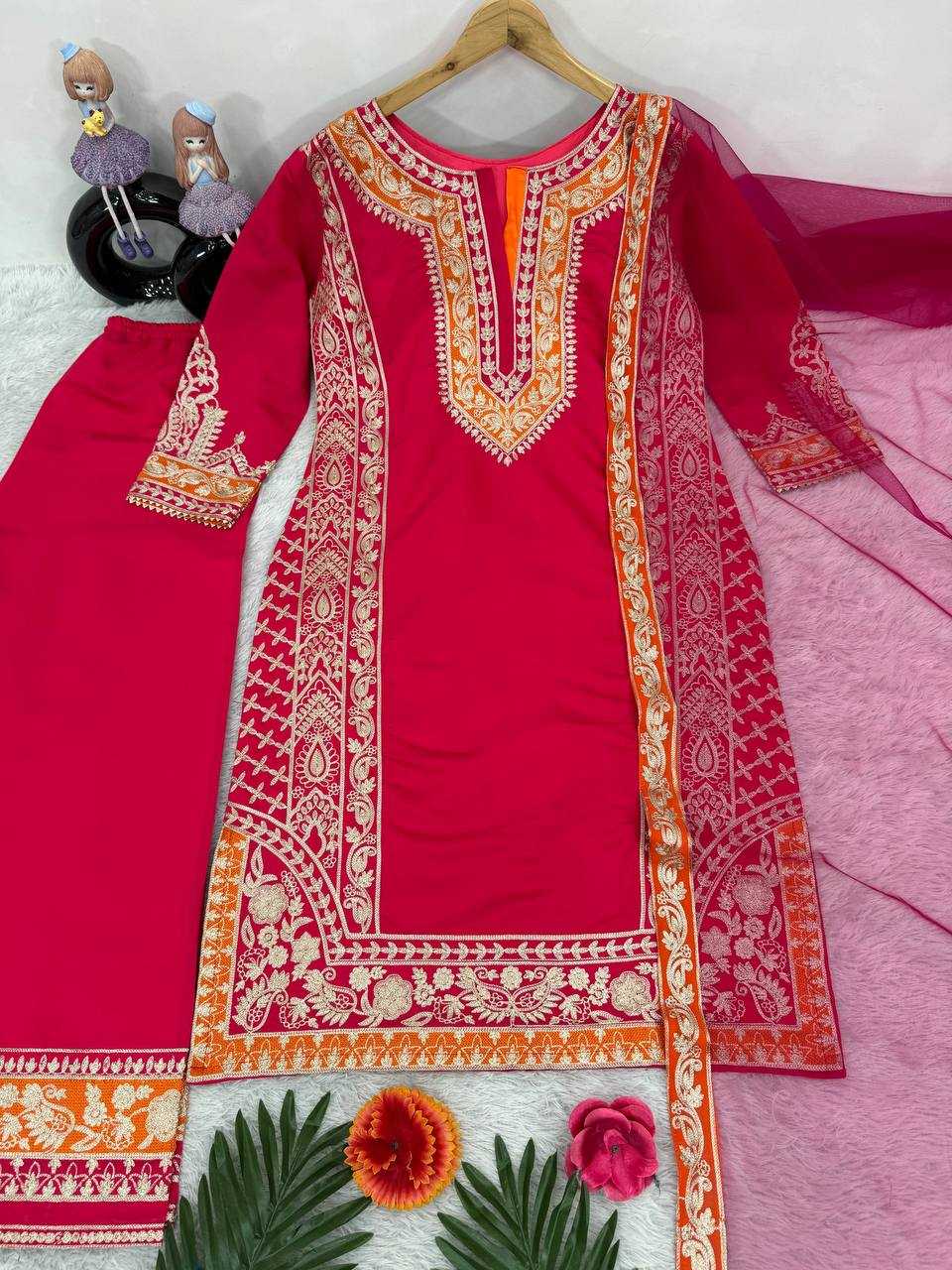 YNF HEAVY ROMAN SILK KESH139 1659 SUITS & DRESSES WHOLESALE LADIES SILK WEDDING PINK SALWAR SUITS MANUFACTURE- Kapda Export