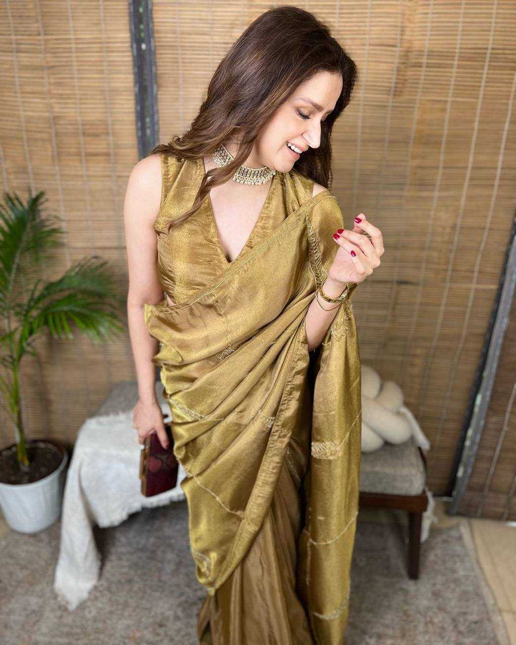 YNF JIMMY CHOO KESH250 RGF11 SAREES WHOLESALE JIMMY CHOO GOLDEN PARTY WEAR HAND WORK SAREES MANUFACTURER- Kapda Export