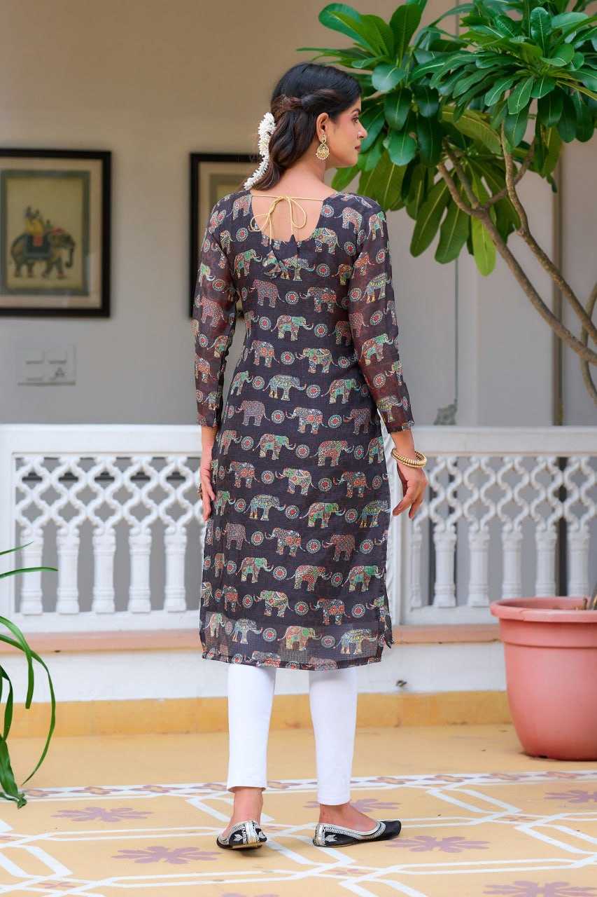 YNF KOTA CHEX KESH243 1032 KURTIS WHOLESALE LONG PRINTED BLACK KURTIS MANUFACTURER- Kapda Export