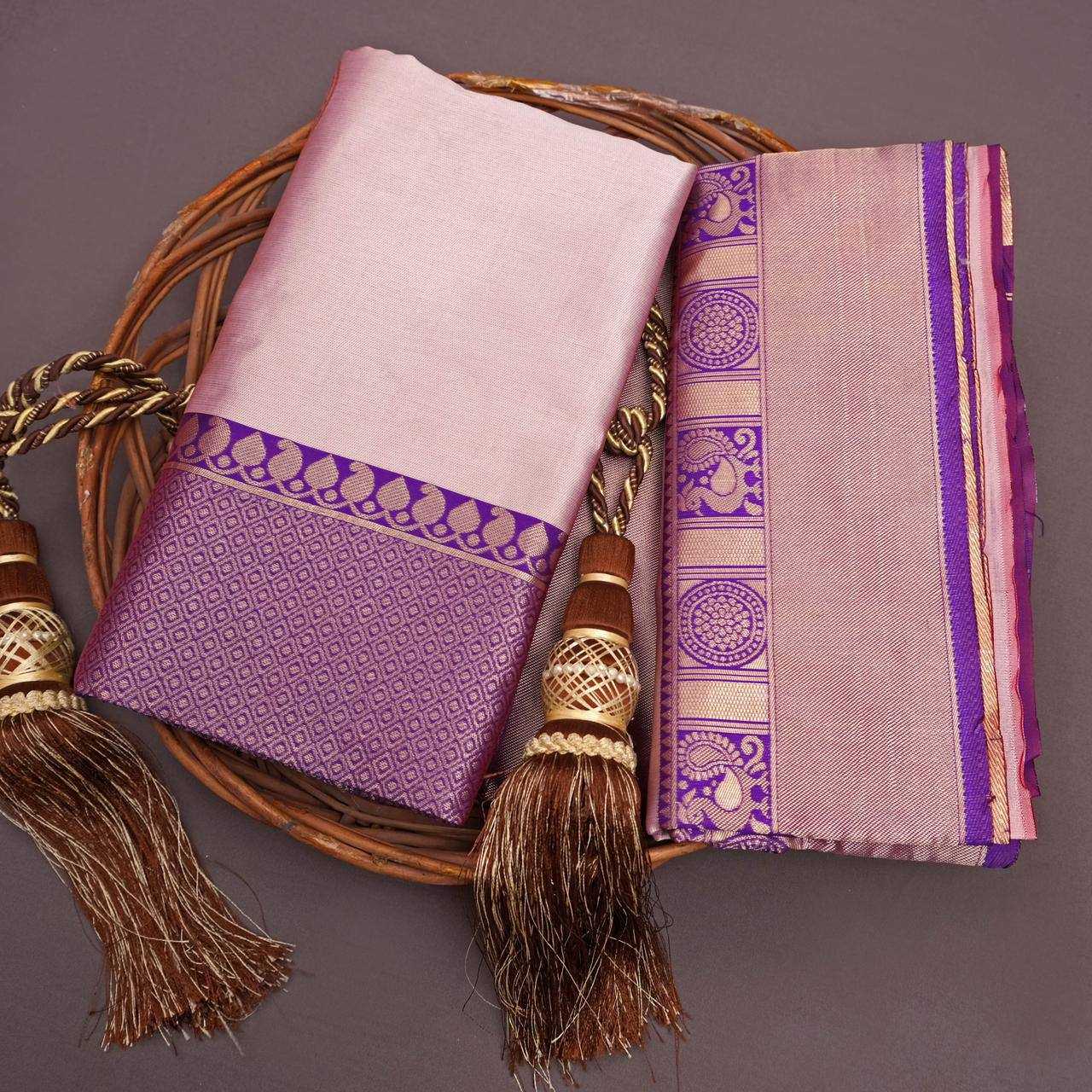 YNF LICHI SILK RIN179 775 SILK SAREES WHOLESALE BANARASI SILK ZARI BORDER SILK PURPLE SILK SAREES MANUFACTURER- Kapda Export