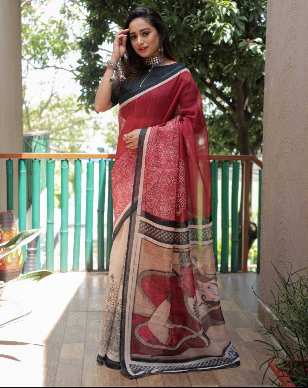 YNF LINEN KESH223 167 SAREES WHOLESALE TRADITIONAL PRINTED LINEN SAREES MANUFACTURER- Kapda Export