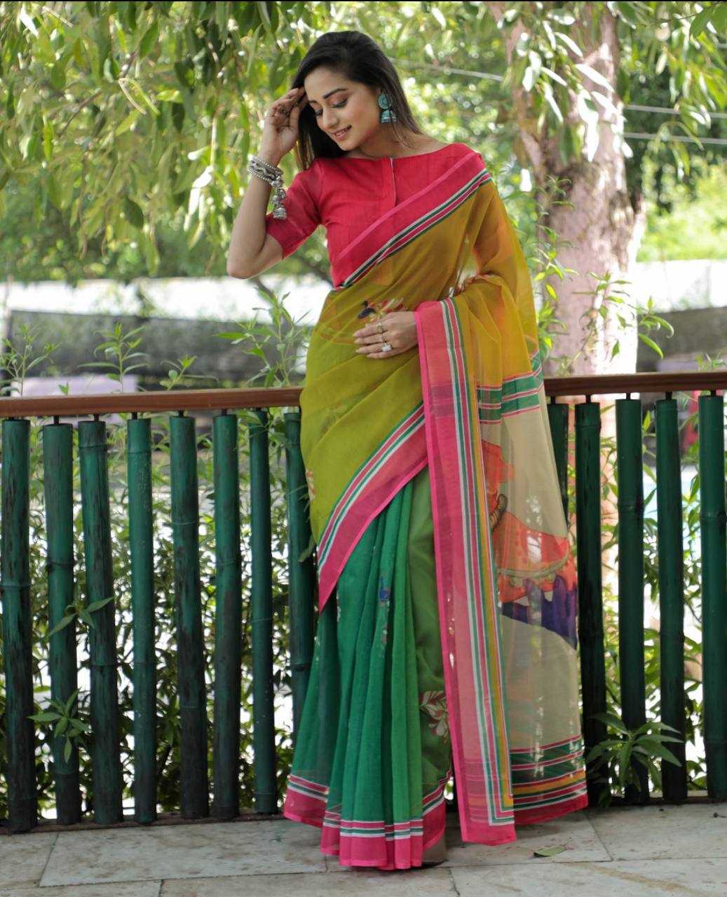 YNF LINEN KESH223 167 SAREES WHOLESALE TRADITIONAL PRINTED LINEN SAREES MANUFACTURER- Kapda Export