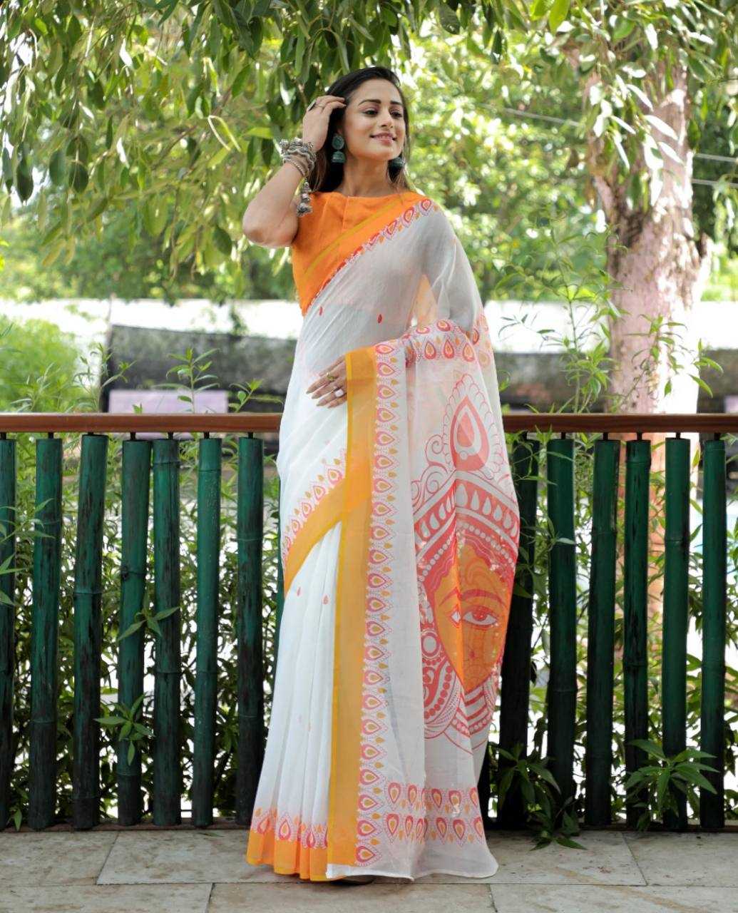 YNF LINEN KESH223 167 SAREES WHOLESALE TRADITIONAL PRINTED LINEN SAREES MANUFACTURER- Kapda Export