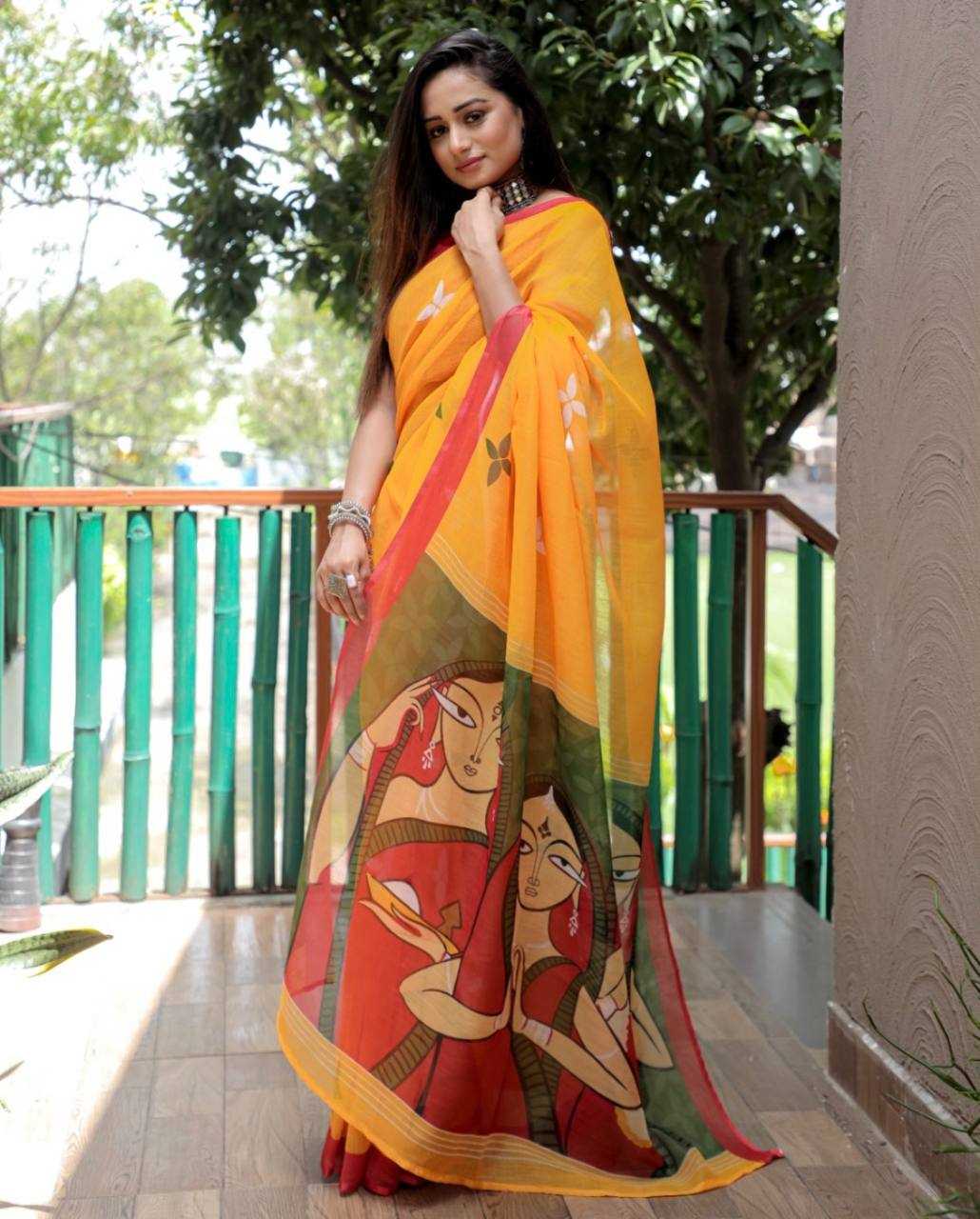 YNF LINEN KESH223 167 SAREES WHOLESALE TRADITIONAL PRINTED LINEN SAREES MANUFACTURER- Kapda Export