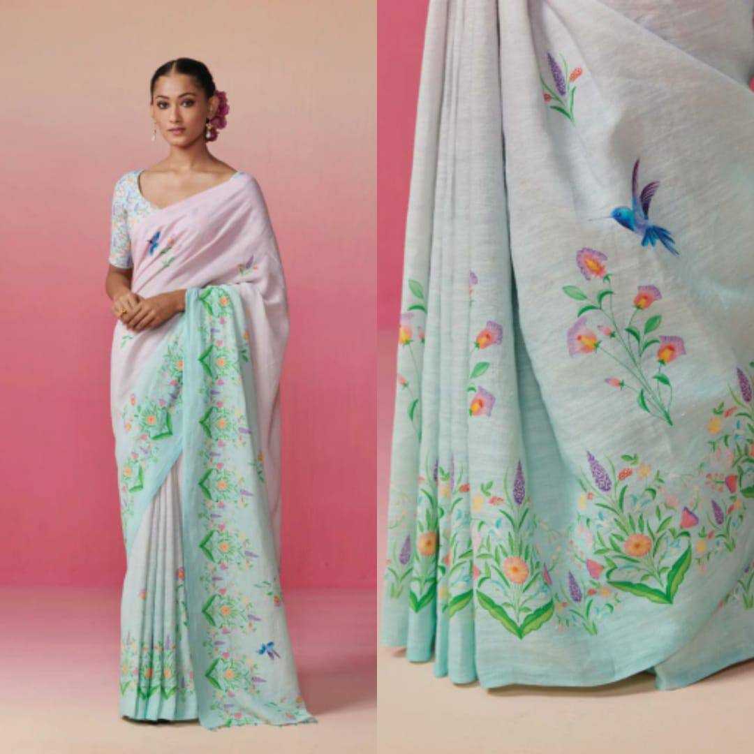 YNF LINEN KESH223 275 SAREES WHOLESALE PRINTED COTTON LINEN OFFICE WEAR SAREES MANUFACTURER- Kapda Export