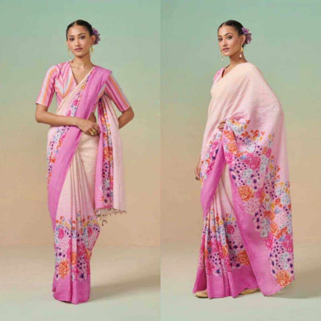 YNF LINEN KESH223 275 SAREES WHOLESALE PRINTED COTTON LINEN OFFICE WEAR SAREES MANUFACTURER- Kapda Export