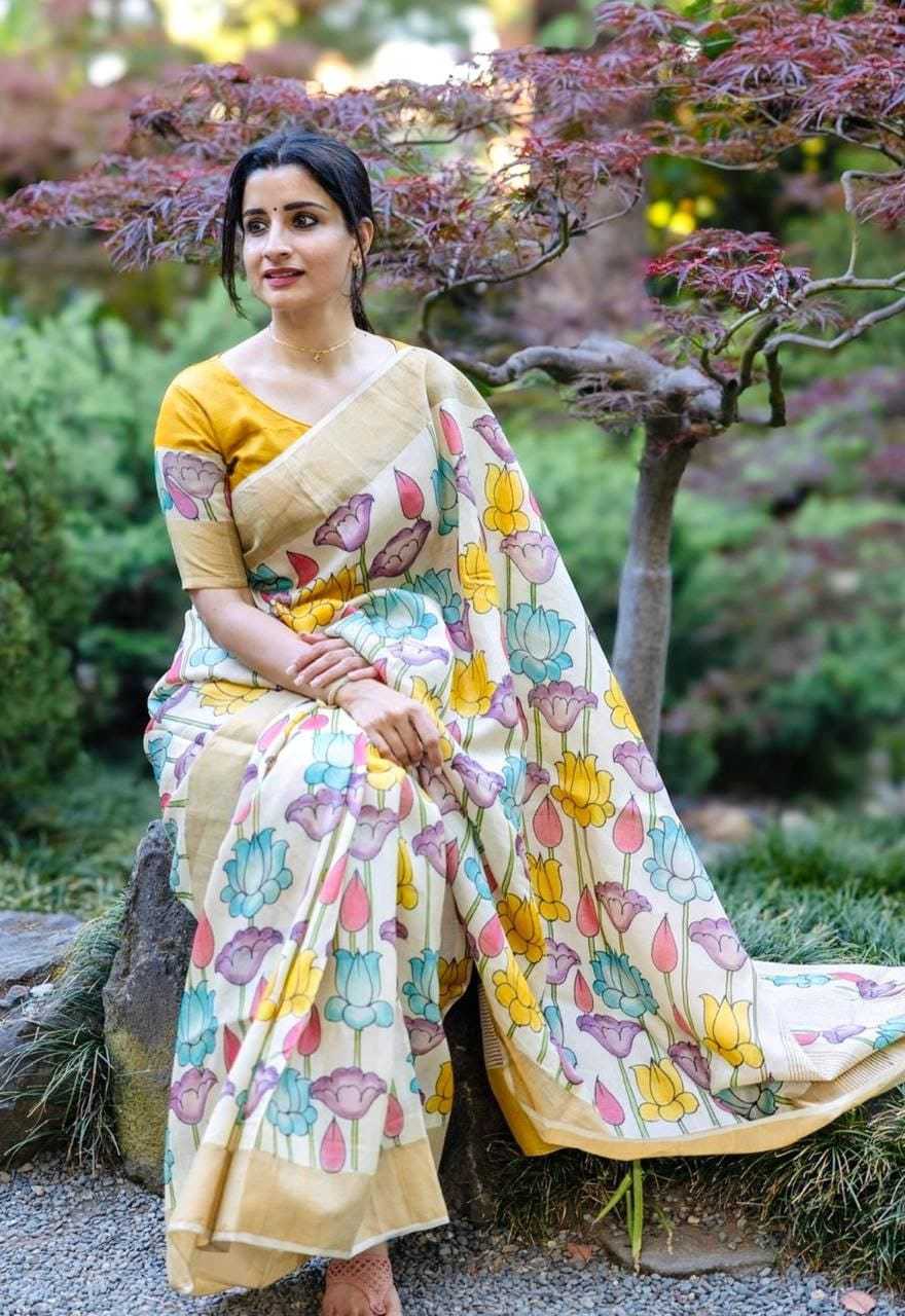 YNF LINEN KESH223 476 SAREE WHOLESALE FANCY PRINTED LINEN SAREE MANUFACTURER- Kapda Export