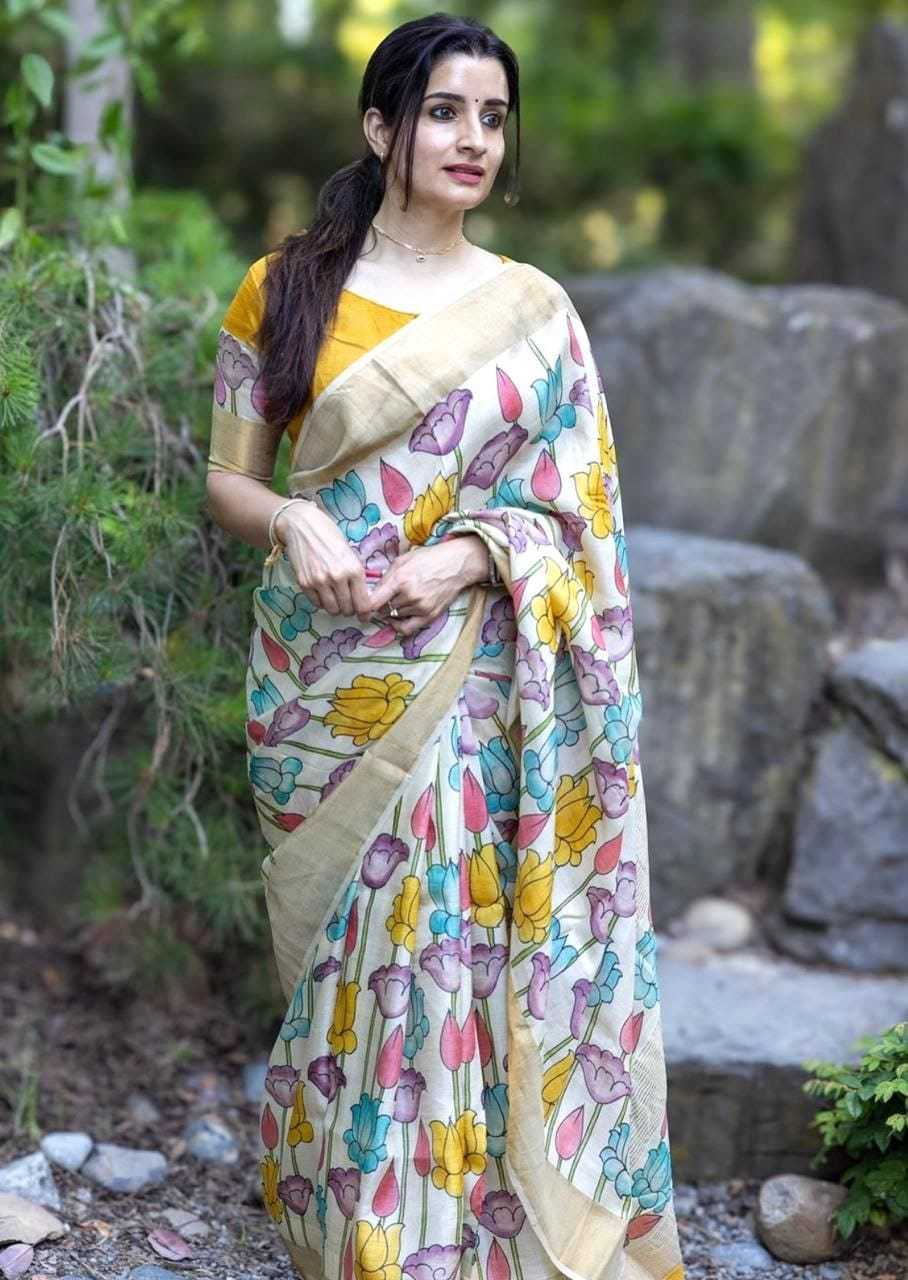 YNF LINEN KESH223 476 SAREE WHOLESALE FANCY PRINTED LINEN SAREE MANUFACTURER- Kapda Export