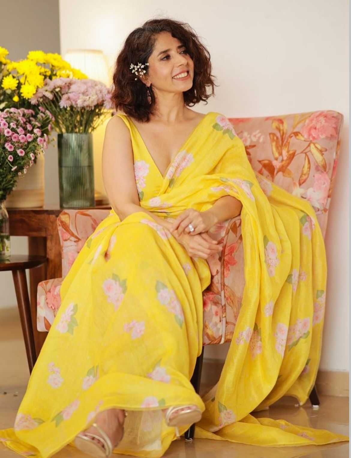 YNF LINEN KESH223 505 SAREES WHOLESALE YELLOW PRINTED LINEN SAREES MANUFACTURER- Kapda Export