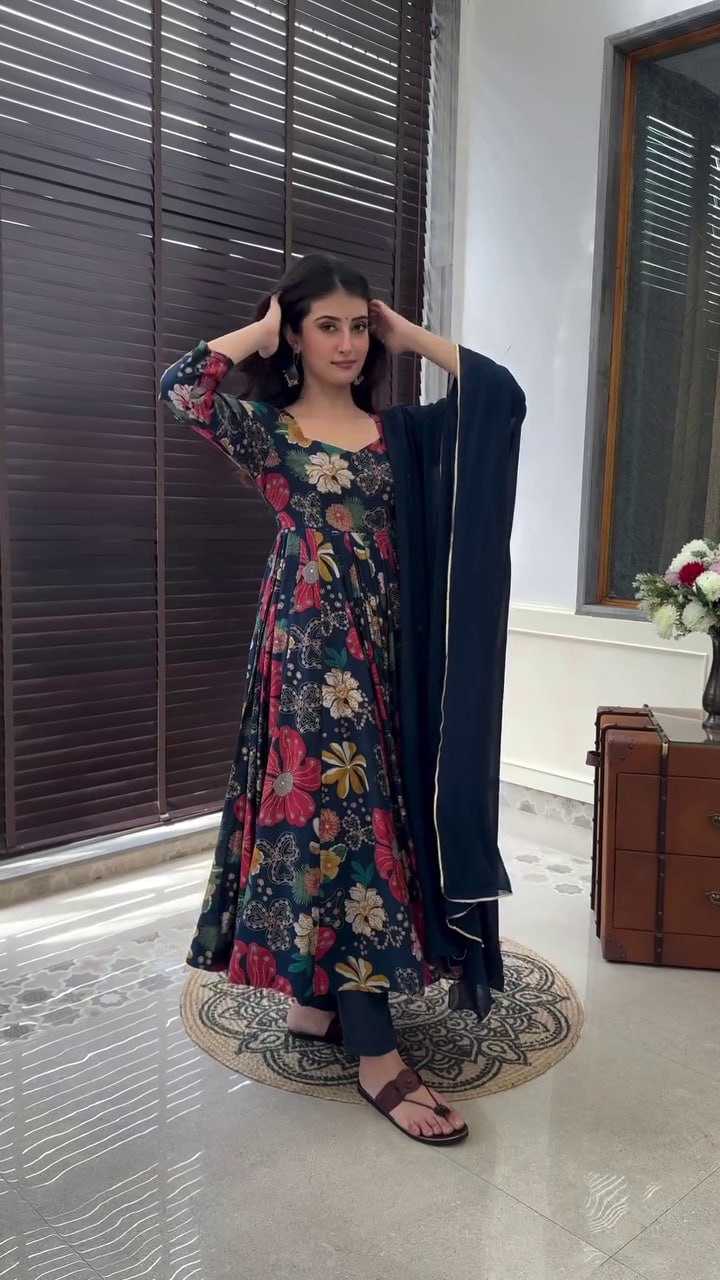 YNF MASLIN KESH247 7027 SUITS & DRESSES WHOLESALE LONG PRINTED ANARKALI SUITS MANUFACTURE- Kapda Export