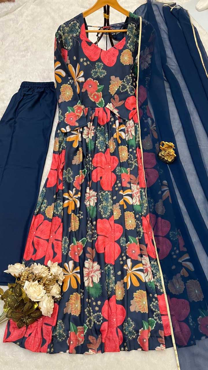 YNF MASLIN KESH247 7027 SUITS & DRESSES WHOLESALE LONG PRINTED ANARKALI SUITS MANUFACTURE- Kapda Export