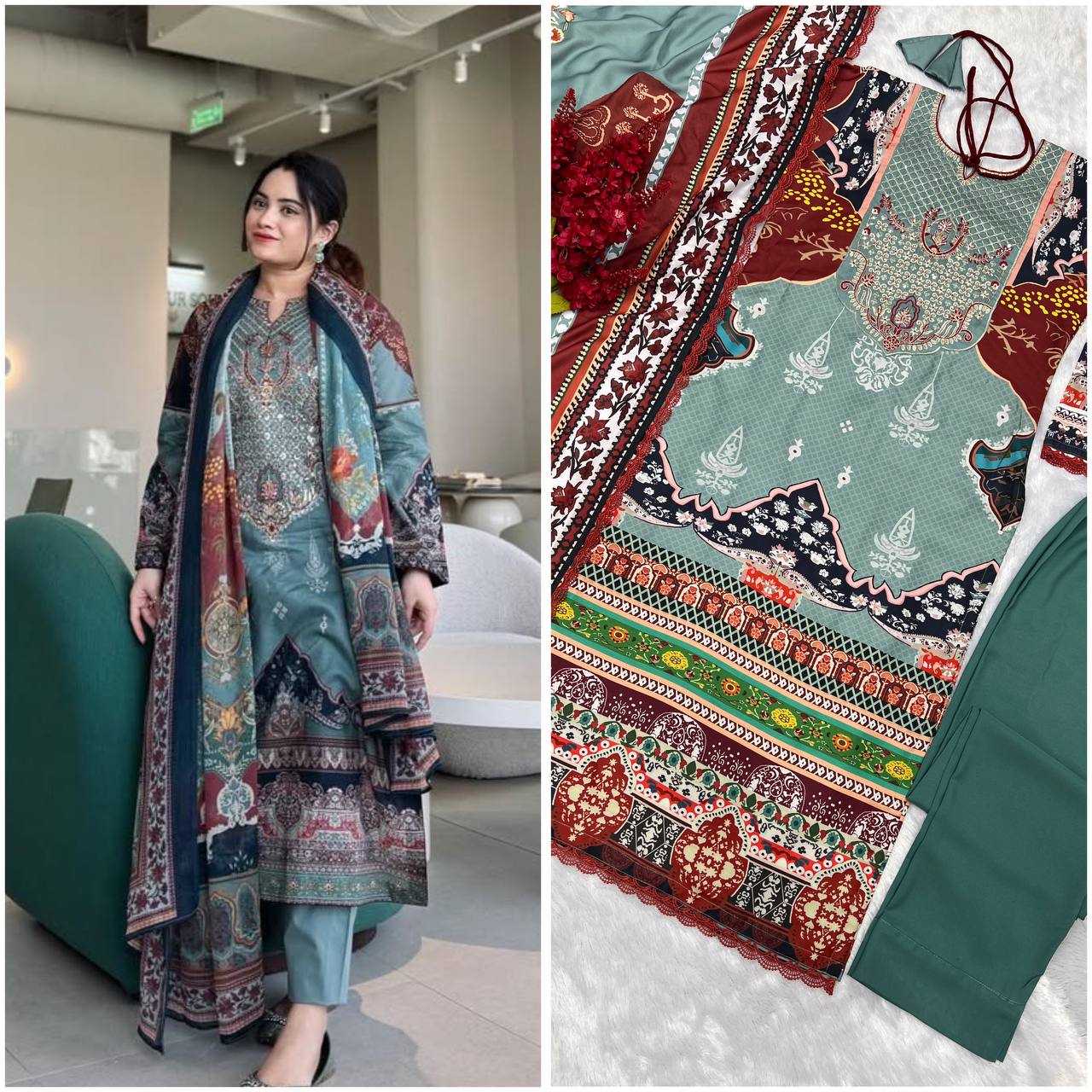 YNF MUSLIN KESH227 1024 SUITS & DRESSES WHOLESALE PAKISTANI EMBROIDERY PRINTED EID COLLECTIONS SUITS MANUFACTURE- Kapda Export