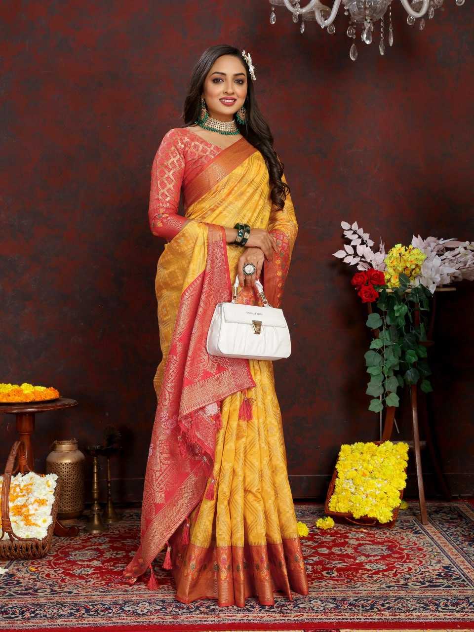 YNF ORGANZA RIN150 307 SAREES WHOLESALE ORGANZA EMBROIDERED ZARI SAREES MANUFACTURER- Kapda Export