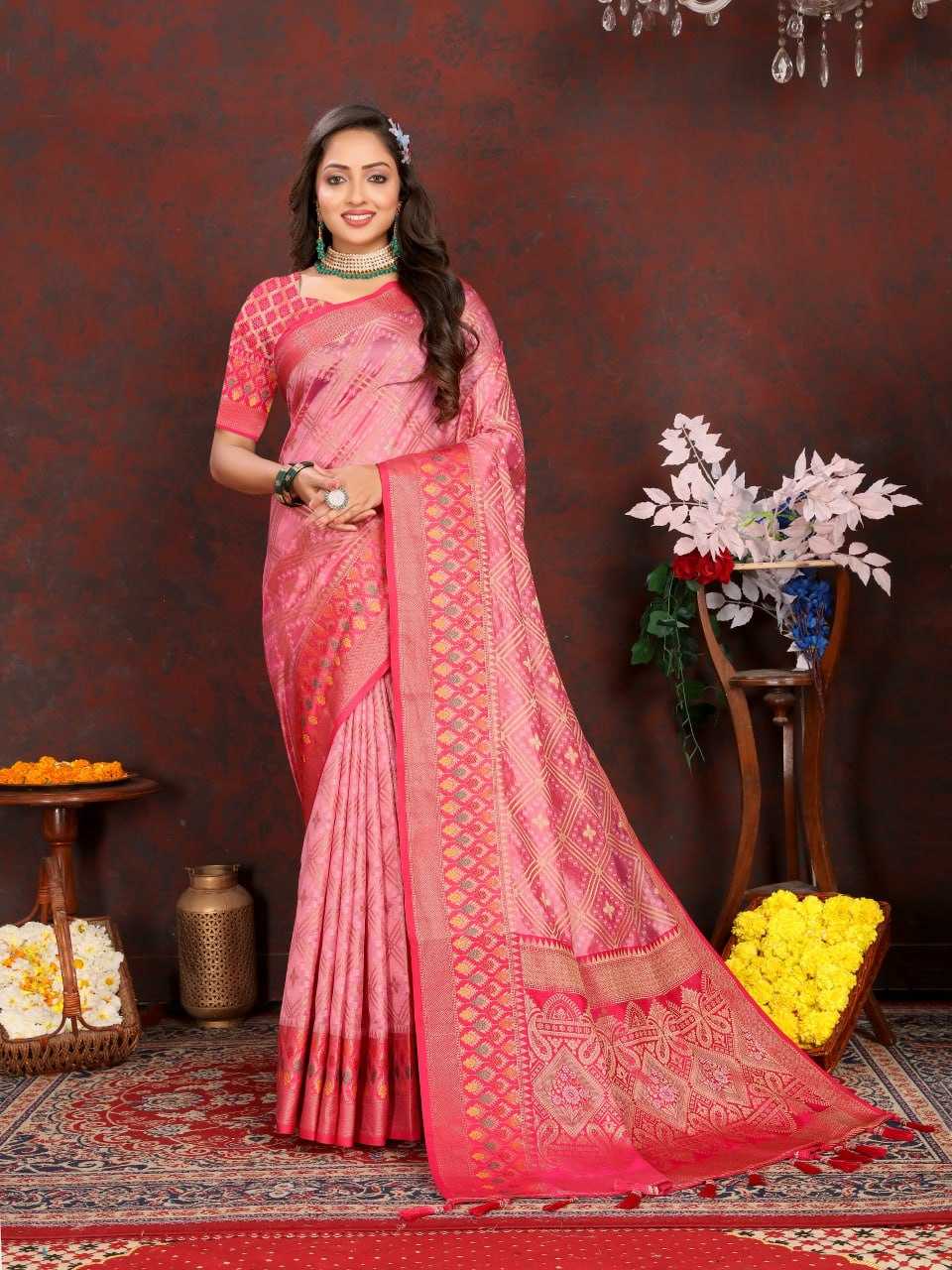 YNF ORGANZA RIN150 307 SAREES WHOLESALE ORGANZA EMBROIDERED ZARI SAREES MANUFACTURER- Kapda Export