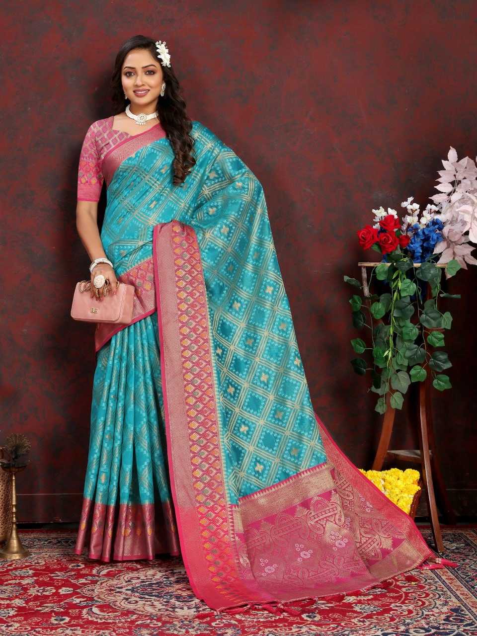 YNF ORGANZA RIN150 307 SAREES WHOLESALE ORGANZA EMBROIDERED ZARI SAREES MANUFACTURER- Kapda Export