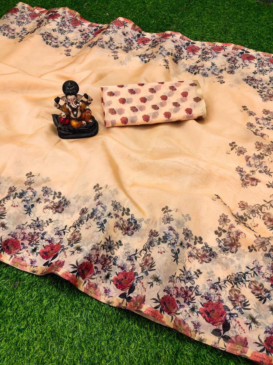 YNF ORGANZA RIN183 KESARIYA SAREES WHOLESALE ORGANZA PRINTED PARTY WEAR LADIES DESIGNER SAREES MANUFACTURER- Kapda Export