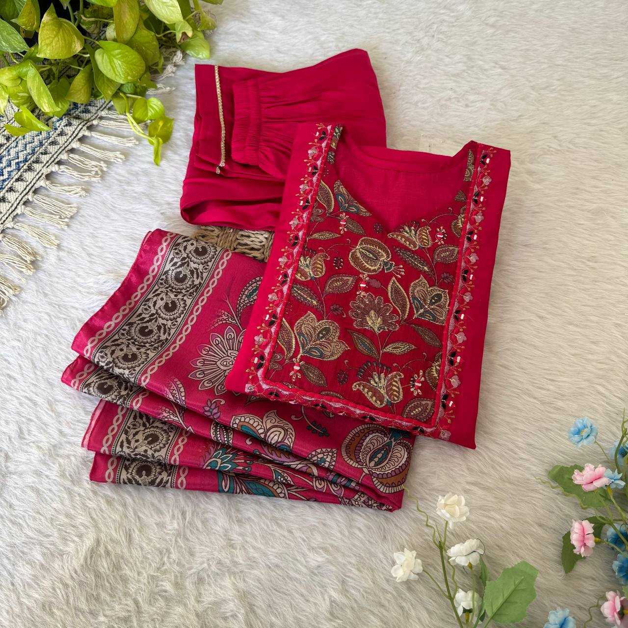 YNF PRMIUM ROMAN SILK KESH240 411 SUITS & DRESSES WHOLESALE LADIES WEDDING SILK PINK SALWAR SUITS MANUFACTURE- Kapda Export